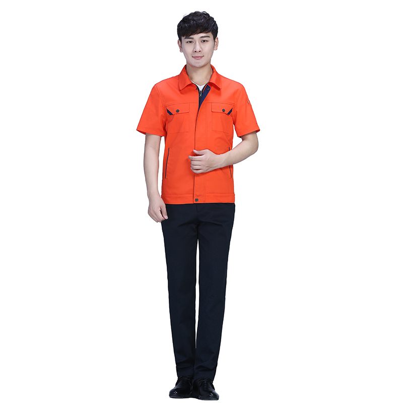 細(xì)節(jié)拼色夏季滌棉細(xì)斜短袖工作服FY30
