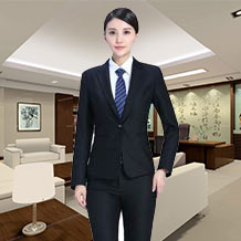 戧駁領修身黑色職業套裝FX30